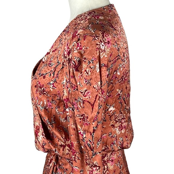 ISABEL ETOILE MARANT BAIKAL FLORAL JACQUARD WRAP DRESS PINK NWT WOMEN'S SIZE 34 - Picture 6 of 16